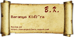 Baranya Klára névjegykártya