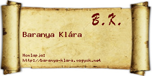Baranya Klára névjegykártya